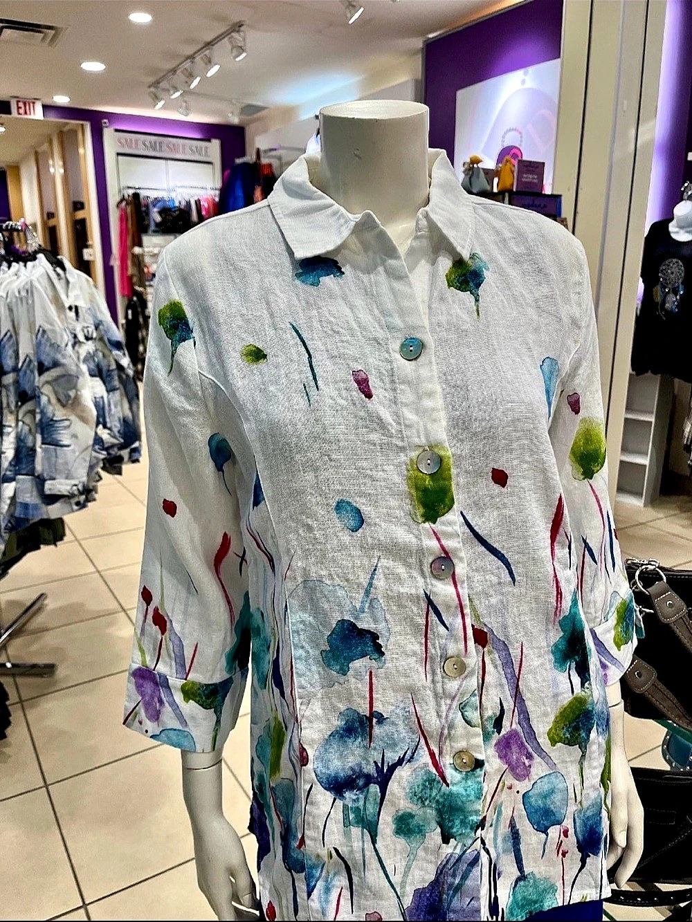 Abstract Print Button Down Shirt